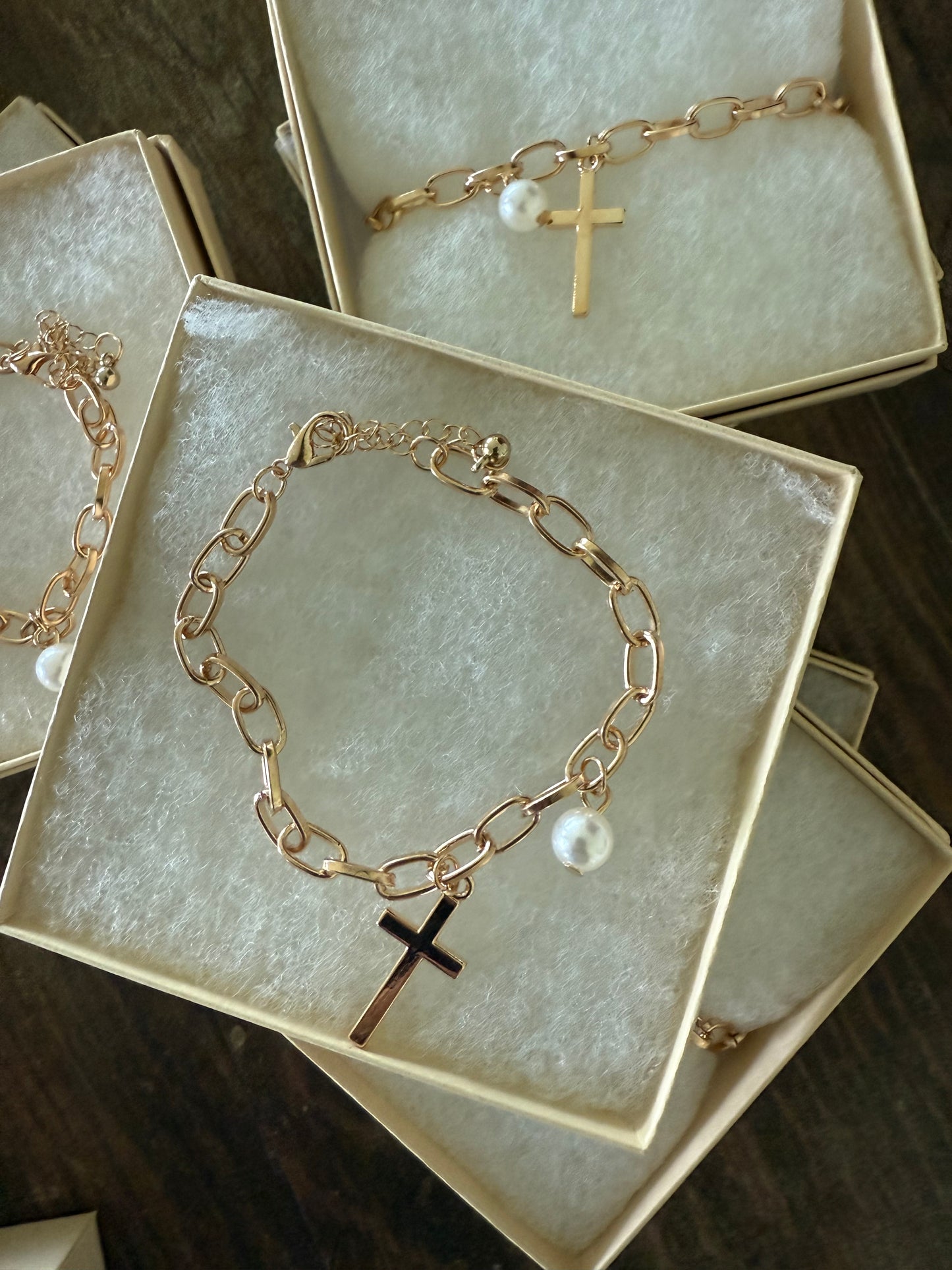 Pearl + Cross Chain Bracelet