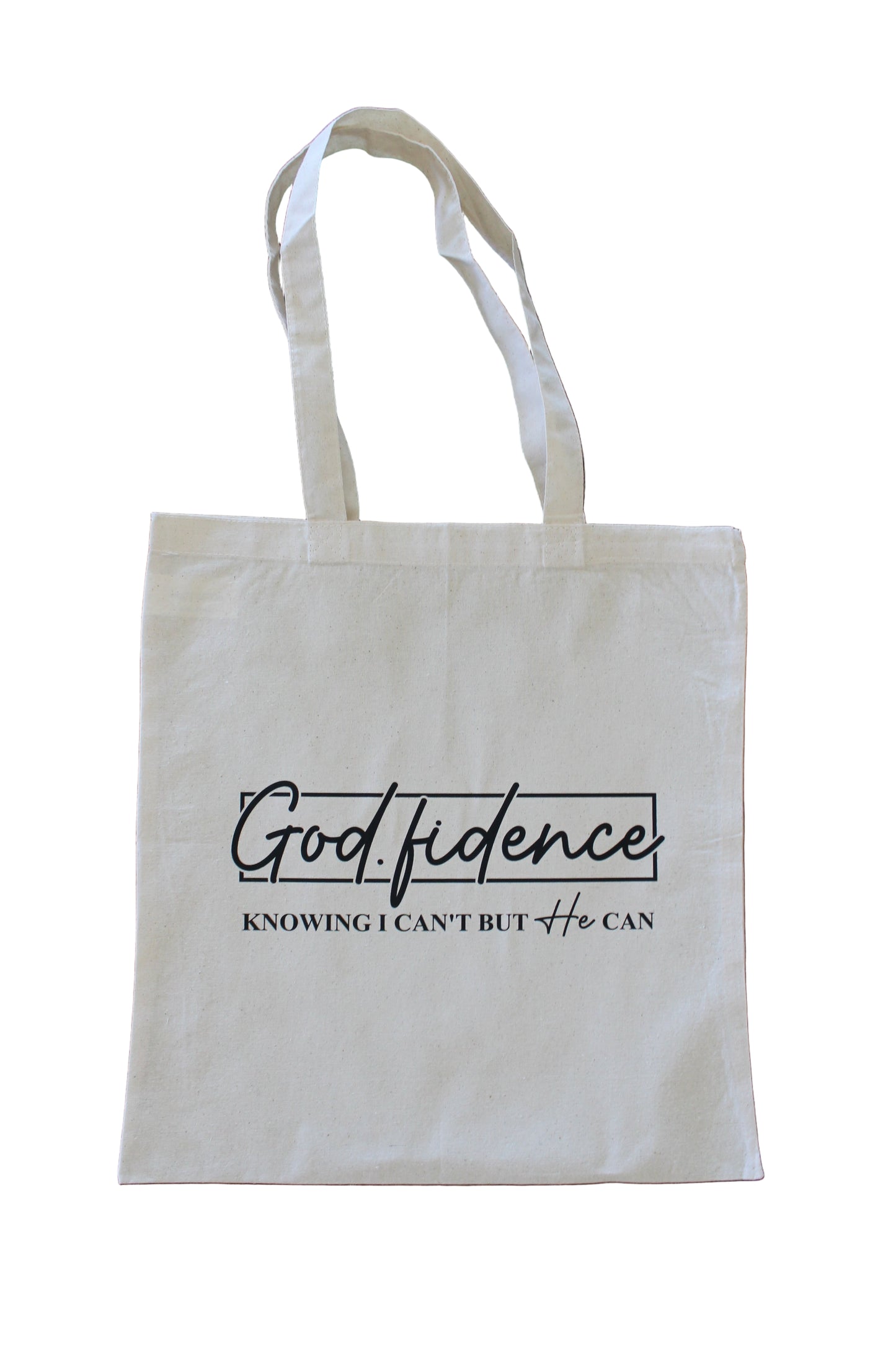God confidence canvas tote