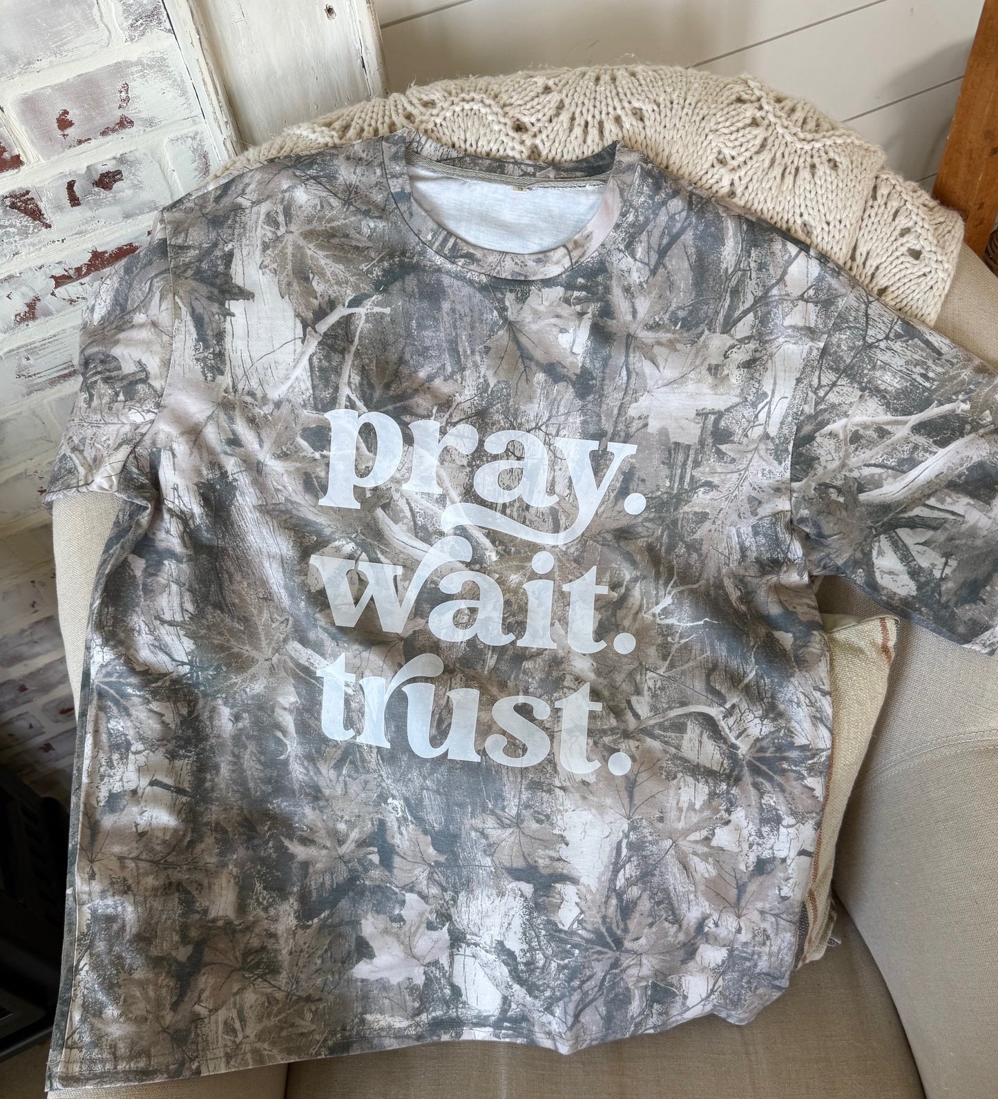 Pray. Wait. Trust Oversized Camo Tee