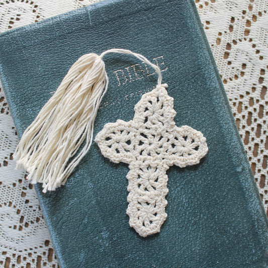 crochet cross bookmark for bible
