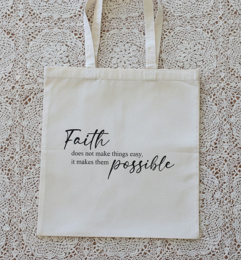 faith quote canvas tote bag